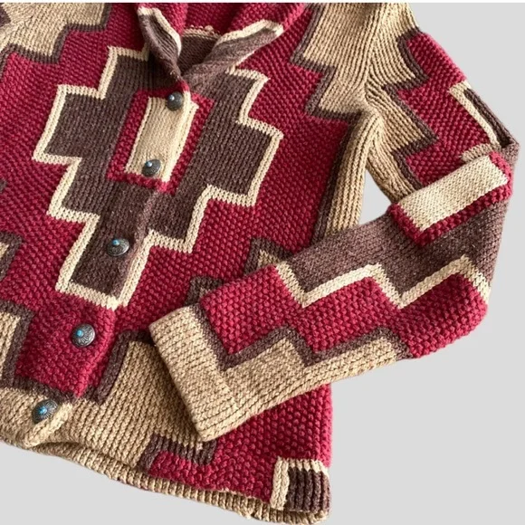 RALPH LAUREN Southwestern Concho Button Vintage Knit Cardigan Size M - Picture 6 of 14